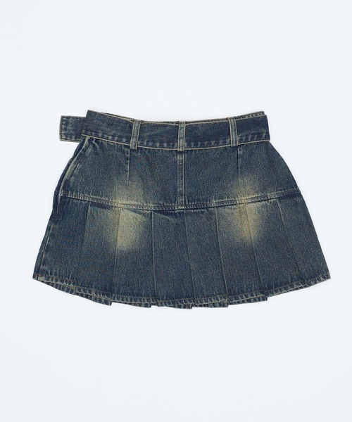 17HR(セブンティーンアワーズ)の「ローウエストプリーツデニムミニスカート(スカート・レディース・ブルー/ブラック・SMALL/MEDIUM)」の4枚目の写真