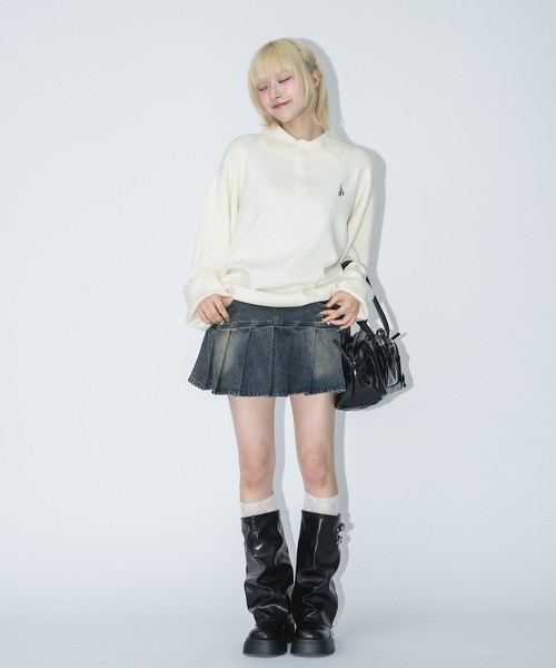 17HR(セブンティーンアワーズ)の「ローウエストプリーツデニムミニスカート(スカート・レディース・ブルー/ブラック・SMALL/MEDIUM)」の14枚目の写真