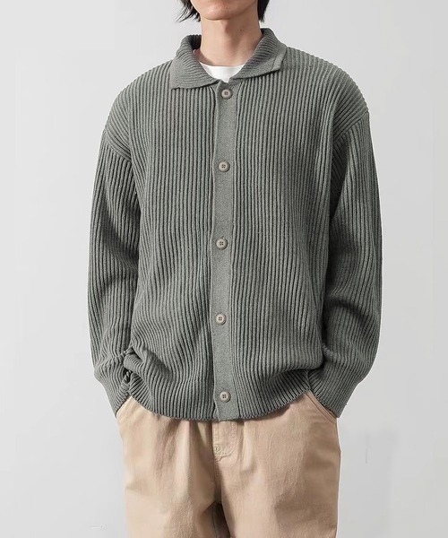 TOBEE(トゥビー)の「【Tobee】シャツ カーディガン/ ニット ポロ ジャケット(ニット/セーター・メンズ・グレー/カーキ/ブラック・SMALL/LARGE/MEDIUM)」の1枚目の写真