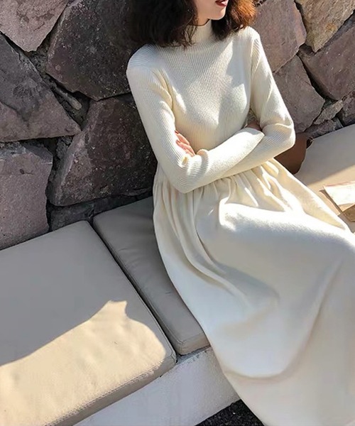 THISIS(ディスイズ)の「ロングニットワンピース レディース(ワンピース・レディース・レッド/アイボリー/ブラック/イエロー・MEDIUM/X-LARGE/LARGE)」の2枚目の写真