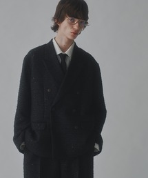 《UNISEX》【MAISON SPECIAL for 久遠】Prime-Over Sparkly Black Peaked Lapel Double Jacket/久遠別注ラメプライムオーバーピークドラペルダブルテーラードジャケット 【MAISON SPECIAL/メゾンスペシャル】