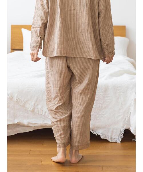 【セール】ストライプとレースのパジャマパンツ（ルームウェア/パジャマ）｜Et grenier by Samansa Mos2（エグルニエバイサマンサモスモス）