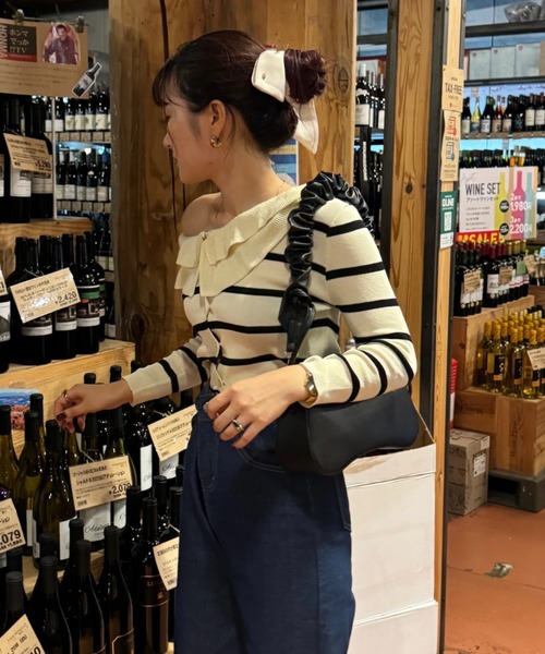 INTER FACTORY(インターファクトリー)の「honoka - ギャザーハンドルフラップバッグ - made in INTER FACTORY(ハンドバッグ・レディース・ブラック/ブラウン・FREE)」の4枚目の写真