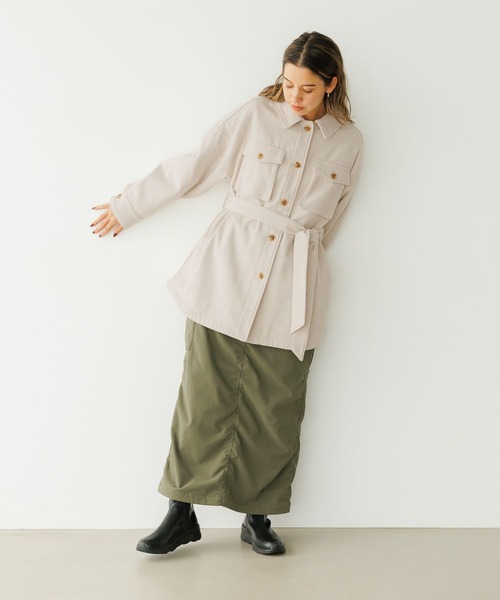 BAYFLOW(ベイフロー)の「ウエストベルトCPOアウター(ブルゾン・レディース・モカ/チェック/オフホワイト・SMALL/MEDIUM)」の5枚目の写真