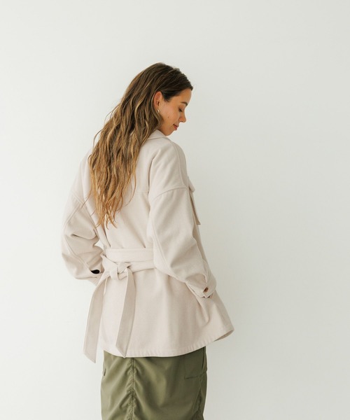 BAYFLOW(ベイフロー)の「ウエストベルトCPOアウター(ブルゾン・レディース・モカ/チェック/オフホワイト・SMALL/MEDIUM)」の12枚目の写真