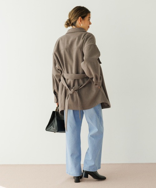 BAYFLOW(ベイフロー)の「ウエストベルトCPOアウター(ブルゾン・レディース・モカ/チェック/オフホワイト・SMALL/MEDIUM)」の16枚目の写真