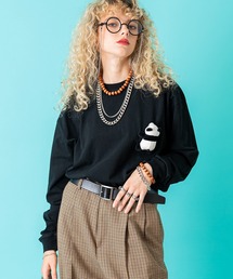 ankoROCK | TEDDY ankoROCK ロングTシャツ / メンズ レディース ユニセックス 長袖 ロンT カットソー ロングスリーブ ルーズシルエット ワンポイント(Tシャツ/カットソー)