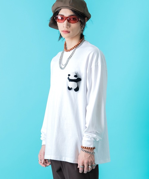 ankoROCK（アンコロック）の「TEDDY ankoROCK ロングTシャツ / メンズ レディース ユニセックス 長袖 ロンT カットソー ロングスリーブ ルーズシルエット ワンポイント（Tシャツ/カットソー・メンズ・オートミール/ホワイト/ブラック・XL/L/M/S）」の4枚目の写真