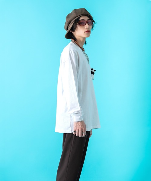 ankoROCK（アンコロック）の「TEDDY ankoROCK ロングTシャツ / メンズ レディース ユニセックス 長袖 ロンT カットソー ロングスリーブ ルーズシルエット ワンポイント（Tシャツ/カットソー・メンズ・オートミール/ホワイト/ブラック・XL/L/M/S）」の5枚目の写真