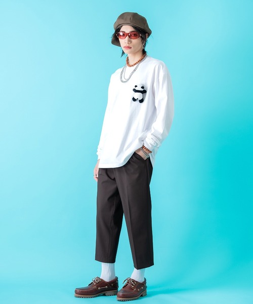 ankoROCK（アンコロック）の「TEDDY ankoROCK ロングTシャツ / メンズ レディース ユニセックス 長袖 ロンT カットソー ロングスリーブ ルーズシルエット ワンポイント（Tシャツ/カットソー・メンズ・オートミール/ホワイト/ブラック・XL/L/M/S）」の6枚目の写真