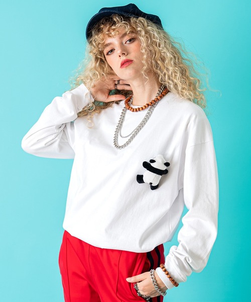 ankoROCK（アンコロック）の「TEDDY ankoROCK ロングTシャツ / メンズ レディース ユニセックス 長袖 ロンT カットソー ロングスリーブ ルーズシルエット ワンポイント（Tシャツ/カットソー・メンズ・オートミール/ホワイト/ブラック・XL/L/M/S）」の7枚目の写真