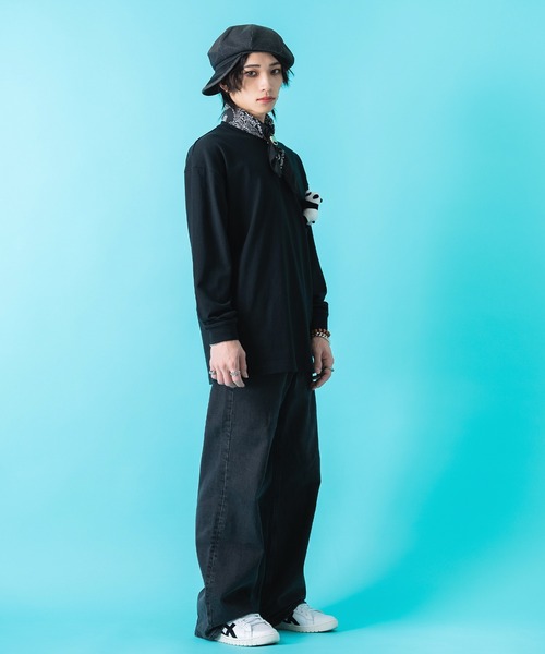 ankoROCK（アンコロック）の「TEDDY ankoROCK ロングTシャツ / メンズ レディース ユニセックス 長袖 ロンT カットソー ロングスリーブ ルーズシルエット ワンポイント（Tシャツ/カットソー・メンズ・オートミール/ホワイト/ブラック・XL/L/M/S）」の22枚目の写真