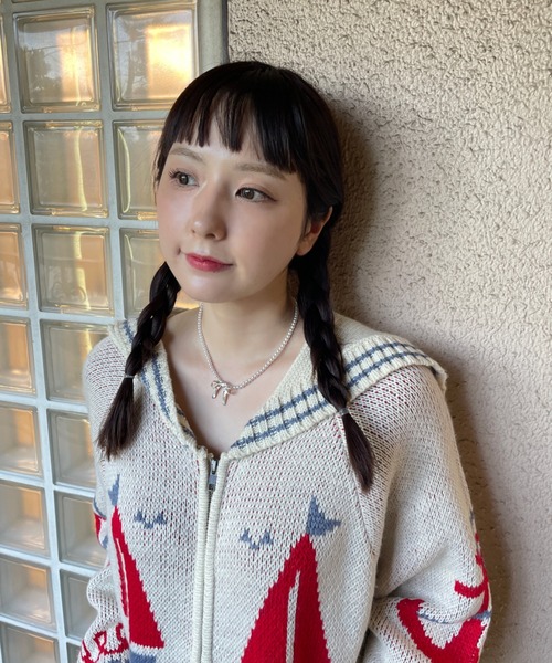 poiregnee（ポワニェ）の「［select］パールライクリボンネックレス（ネックレス・レディース・ホワイト系1/ホワイト系2・FREE）」の4枚目の写真