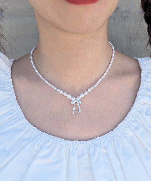poiregnee（ポワニェ）の「［select］パールライクリボンネックレス（ネックレス・レディース・ホワイト系1/ホワイト系2・FREE）」の9枚目の写真