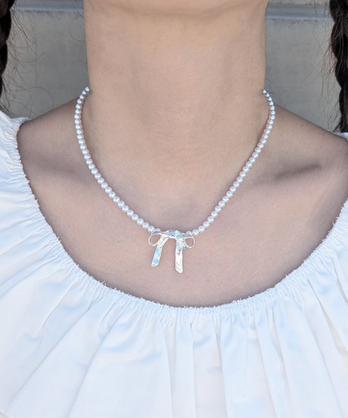 poiregnee（ポワニェ）の「［select］パールライクリボンネックレス（ネックレス・レディース・ホワイト系1/ホワイト系2・FREE）」の10枚目の写真