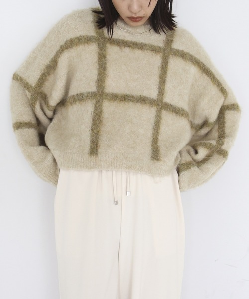 hellam（へラム）の「シャギーチェックニットプルオーバー（ニット