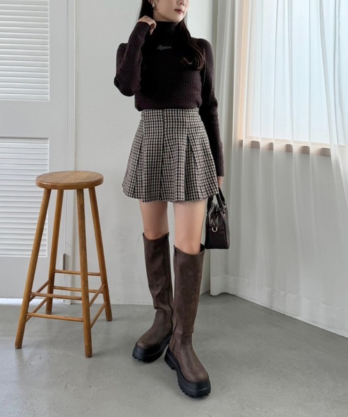 one after another NICE CLAUP（ワンアフターアナザーナイスクラップ）の「タンクソールロングブーツ（ブーツ・レディース・ダークブラウン/ブラック・S/M/L）」の14枚目の写真