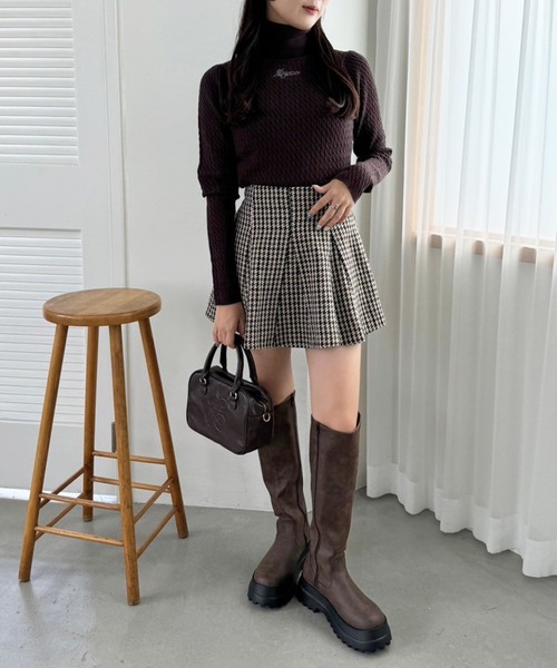 one after another NICE CLAUP（ワンアフターアナザーナイスクラップ）の「タンクソールロングブーツ（ブーツ・レディース・ダークブラウン/ブラック・S/M/L）」の15枚目の写真