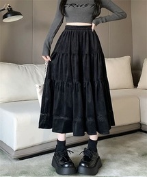 レース切替ティアードスカート