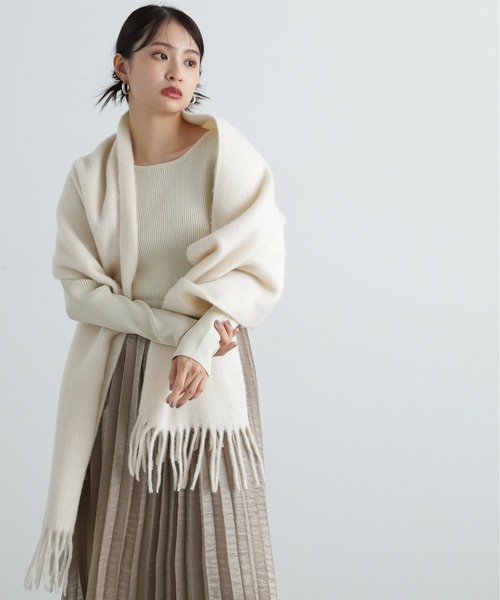 N.（N. Natural Beauty Basic）（エヌエヌナチュラルビューティーベーシック）の「◆フリンジストール（ストール/ショール・レディース・ピンク/オフホワイト/ブルー・ﾌﾘ-）」の4枚目の写真