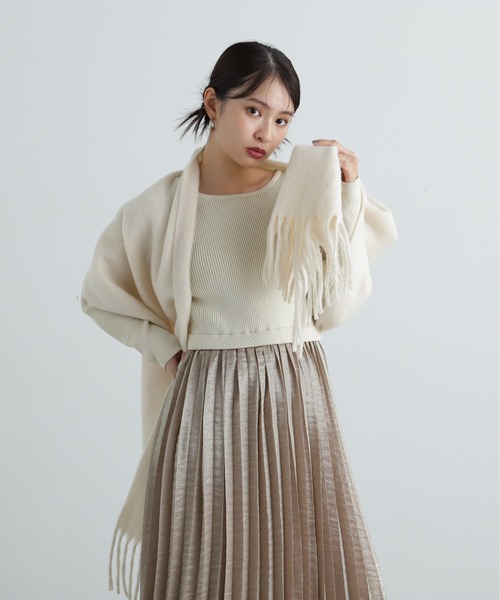 N.（N. Natural Beauty Basic）（エヌエヌナチュラルビューティーベーシック）の「◆フリンジストール（ストール/ショール・レディース・ピンク/オフホワイト/ブルー・ﾌﾘ-）」の5枚目の写真