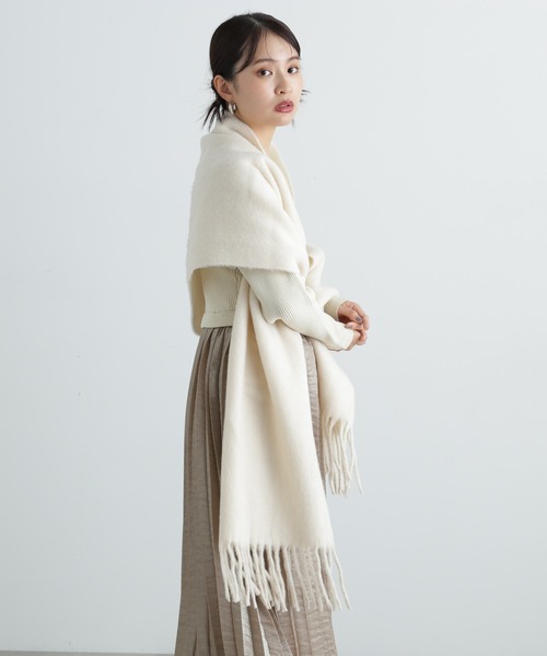 N.（N. Natural Beauty Basic）（エヌエヌナチュラルビューティーベーシック）の「◆フリンジストール（ストール/ショール・レディース・ピンク/オフホワイト/ブルー・ﾌﾘ-）」の6枚目の写真