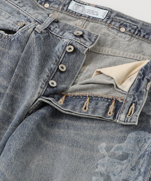 セール】【DAIRIKU / ダイリク】CatPrinted Vintage Wide Denim