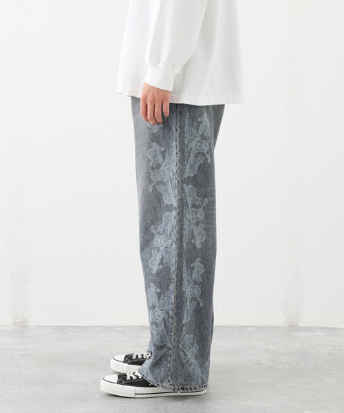 DAIRIKU CatPrinted Wide Denim pants