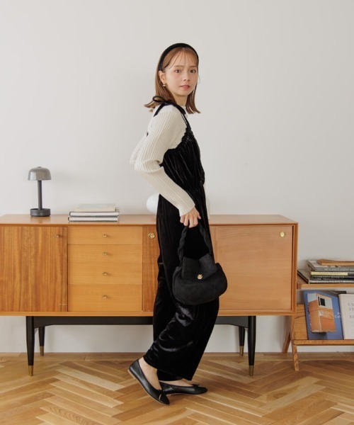 【セール】2wayベロアロンパース（つなぎ/オールインワン）｜flower（フラワー）