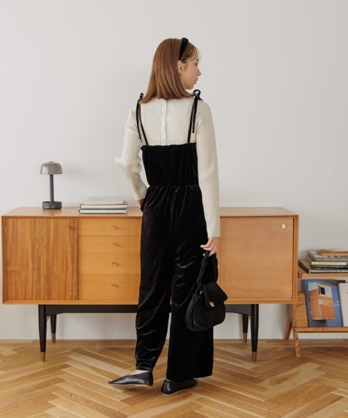 【セール】2wayベロアロンパース（つなぎ/オールインワン）｜flower（フラワー）