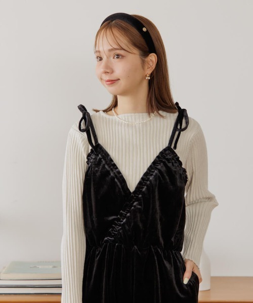 【セール】2wayベロアロンパース（つなぎ/オールインワン）｜flower（フラワー）