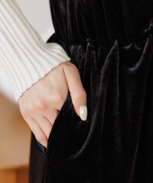 【セール】2wayベロアロンパース（つなぎ/オールインワン）｜flower（フラワー）