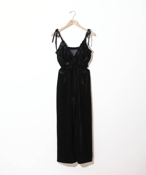 【セール】2wayベロアロンパース（つなぎ/オールインワン）｜flower（フラワー）