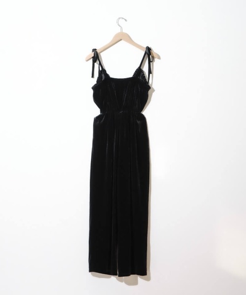 flower（フラワー）の「2wayベロアロンパース（つなぎ/オールインワン・レディース・ブラック/ブラウン・FREE）」の3枚目の写真