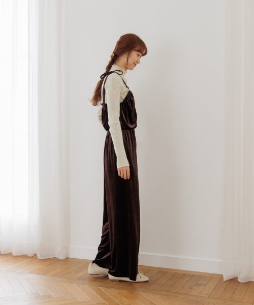 【セール】2wayベロアロンパース（つなぎ/オールインワン）｜flower（フラワー）