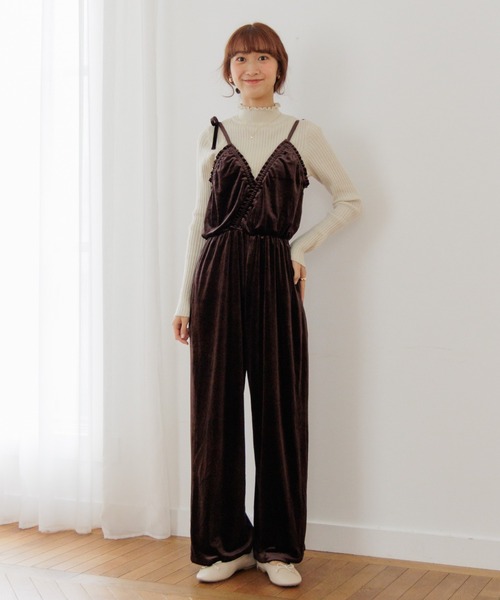 【セール】2wayベロアロンパース（つなぎ/オールインワン）｜flower（フラワー）