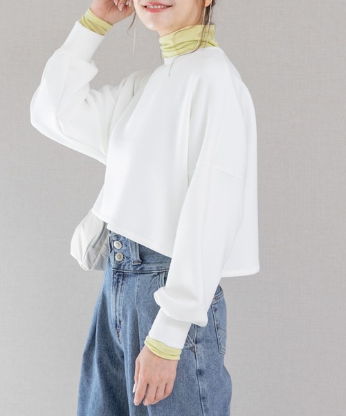 URBAN RESEARCH ROSSO WOMEN（アーバンリサーチ　ロッソ）の「エアーダンボールショートプルオーバー（Tシャツ/カットソー・レディース・ブラック/ホワイト・FREE）」の3枚目の写真