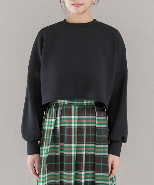 URBAN RESEARCH ROSSO WOMEN（アーバンリサーチ　ロッソ）の「エアーダンボールショートプルオーバー（Tシャツ/カットソー・レディース・ブラック/ホワイト・FREE）」の6枚目の写真