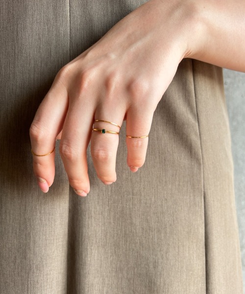 ciite' surgical stainless（シーテサージカルステンレス）の「【 金属アレルギー対応 】 ナロウ リング 4セット サージカルステンレス（リング・レディース・クリア/レッド/グリーン・FREE）」の9枚目の写真