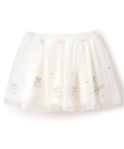 【セール】どうぶつ刺しゅう チュールフリルスカパン（スカート）｜mezzo piano（メゾピアノ）