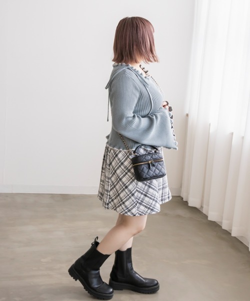 CLETTE（クレット）の「配色使いリボン付きリブニット（ニット/セーター・レディース・グリーン/グレイッシュベージュ/ブラック・LL/3L/4L）」の21枚目の写真