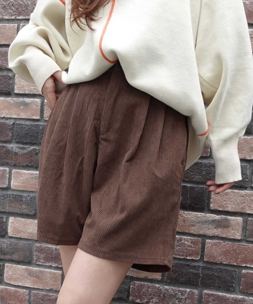 CORNERS（コーナーズ）の「コーデュロイショートパンツ（その他パンツ・レディース・ブラウン/アイボリー/ブラック・M）」の3枚目の写真