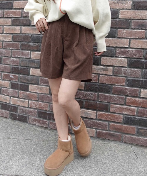 CORNERS（コーナーズ）の「コーデュロイショートパンツ（その他パンツ・レディース・ブラウン/アイボリー/ブラック・M）」の11枚目の写真