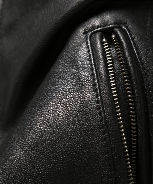 JACKROSE（ジャックローズ）の「ゴートネイキッドシングルライダース（ライダースジャケット・メンズ・ベージュ/ブラック・L/XL/M/S）」の9枚目の写真