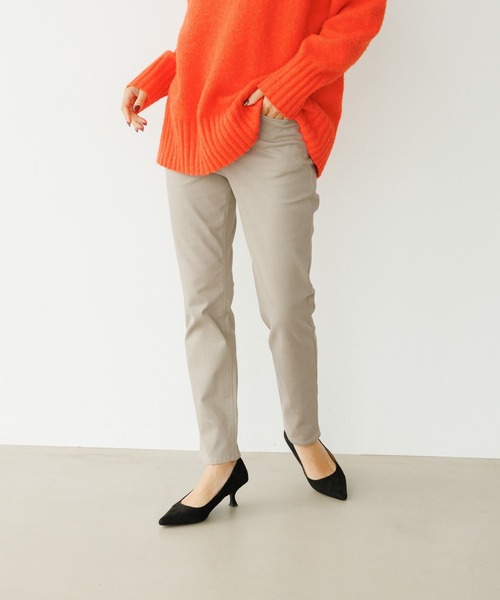 BAYFLOW（ベイフロー）の「[あったか♪ストレッチ入り]裏起毛コンフォートウォームパンツ（その他パンツ・レディース・オフホワイト/ブラック/キャメル/パープル・MEDIUM/LARGE/SMALL）」の4枚目の写真