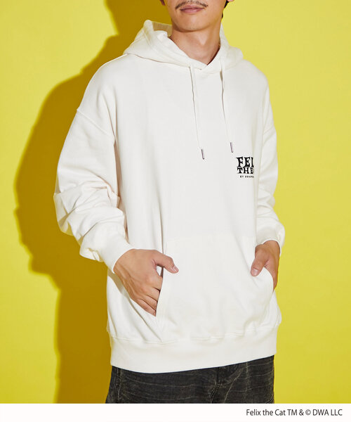 CIAOPANIC（チャオパニック）の「【FELIX THE CAT/フィリックス・ザ・キャット】ロゴフーディー（Tシャツ/カットソー・レディース・ブラック/アイボリー/オレンジ・FREE）」の4枚目の写真