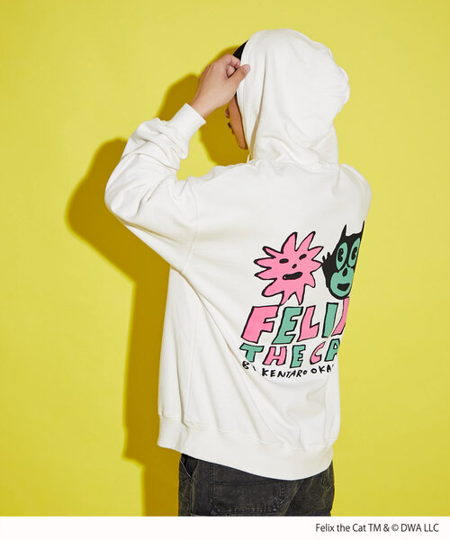 CIAOPANIC（チャオパニック）の「【FELIX THE CAT/フィリックス・ザ・キャット】ロゴフーディー（Tシャツ/カットソー・レディース・ブラック/アイボリー/オレンジ・FREE）」の9枚目の写真