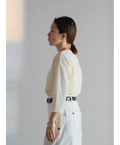 FIL DE FER（フィルデフェール）の「ダウニーシャーリング　クルーネックP/O（Tシャツ/カットソー・レディース・ブルー/ブラック/ホワイト・FREE）」の9枚目の写真