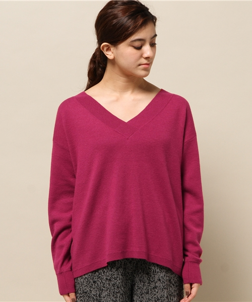 ELFORBR（エルフォーブル）の「ウール混深Vネックニットプルオーバー（ニット/セーター・レディース・ホワイト/グレー/ピンク・MEDIUM）」の12枚目の写真