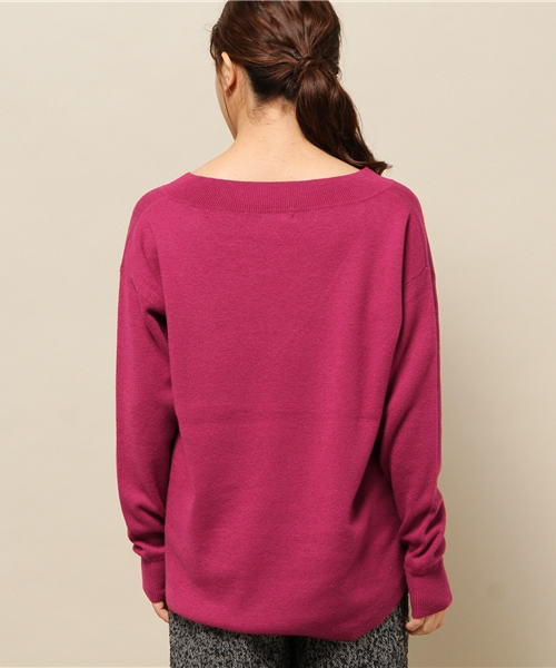 ELFORBR（エルフォーブル）の「ウール混深Vネックニットプルオーバー（ニット/セーター・レディース・ホワイト/グレー/ピンク・MEDIUM）」の14枚目の写真